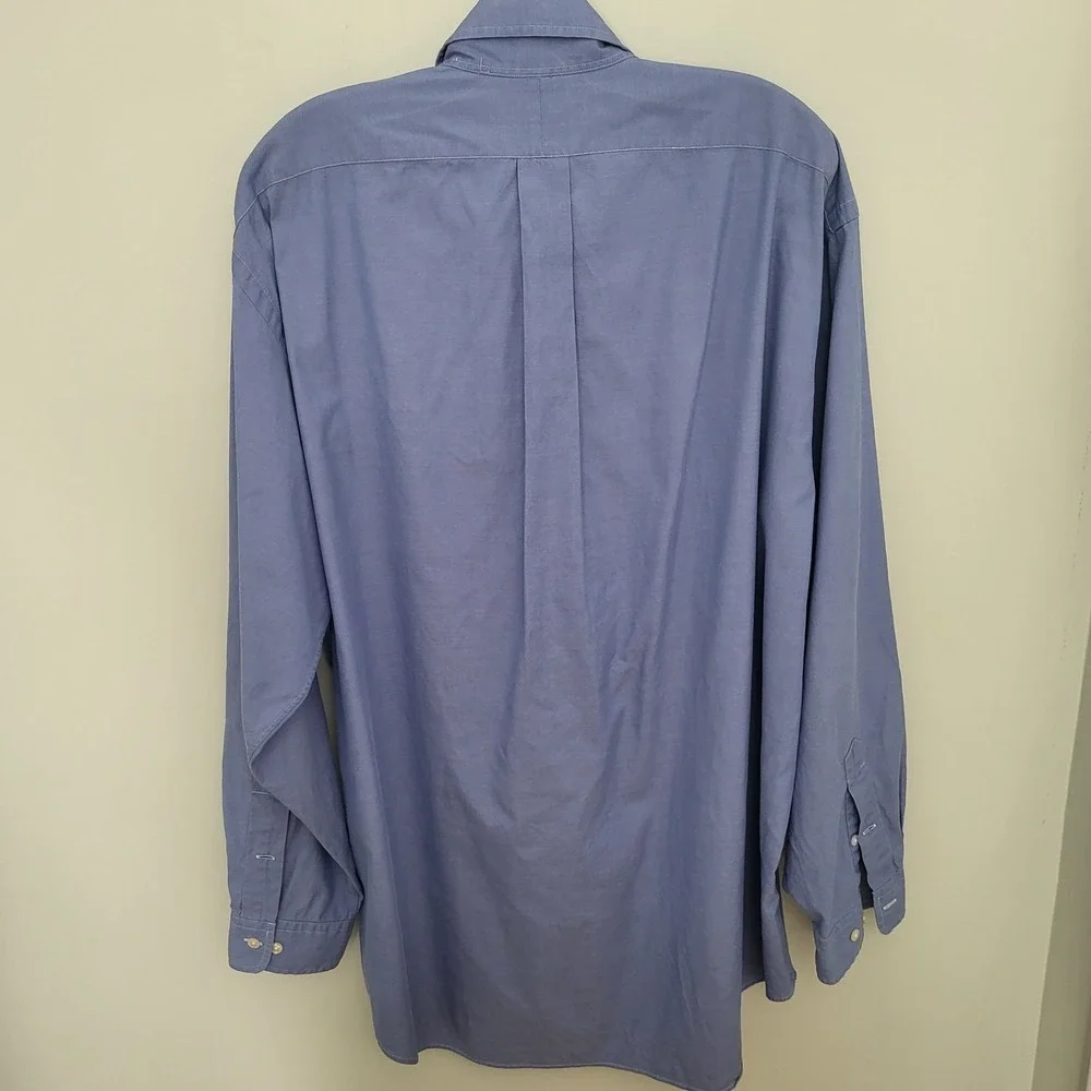 Polo Ralph‎ Lauren Men 17 34/35 Yarmouth Cotton Blue Pinpoint Oxford Shirt